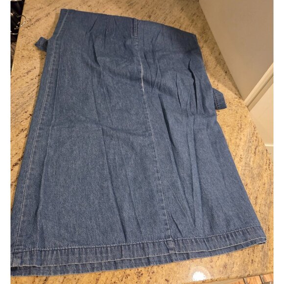 Vtg. Bobbie Brooks Dress Cottage Maxi Sz M Embroidered Floral Denim Modest Tie - Picture 13 of 16